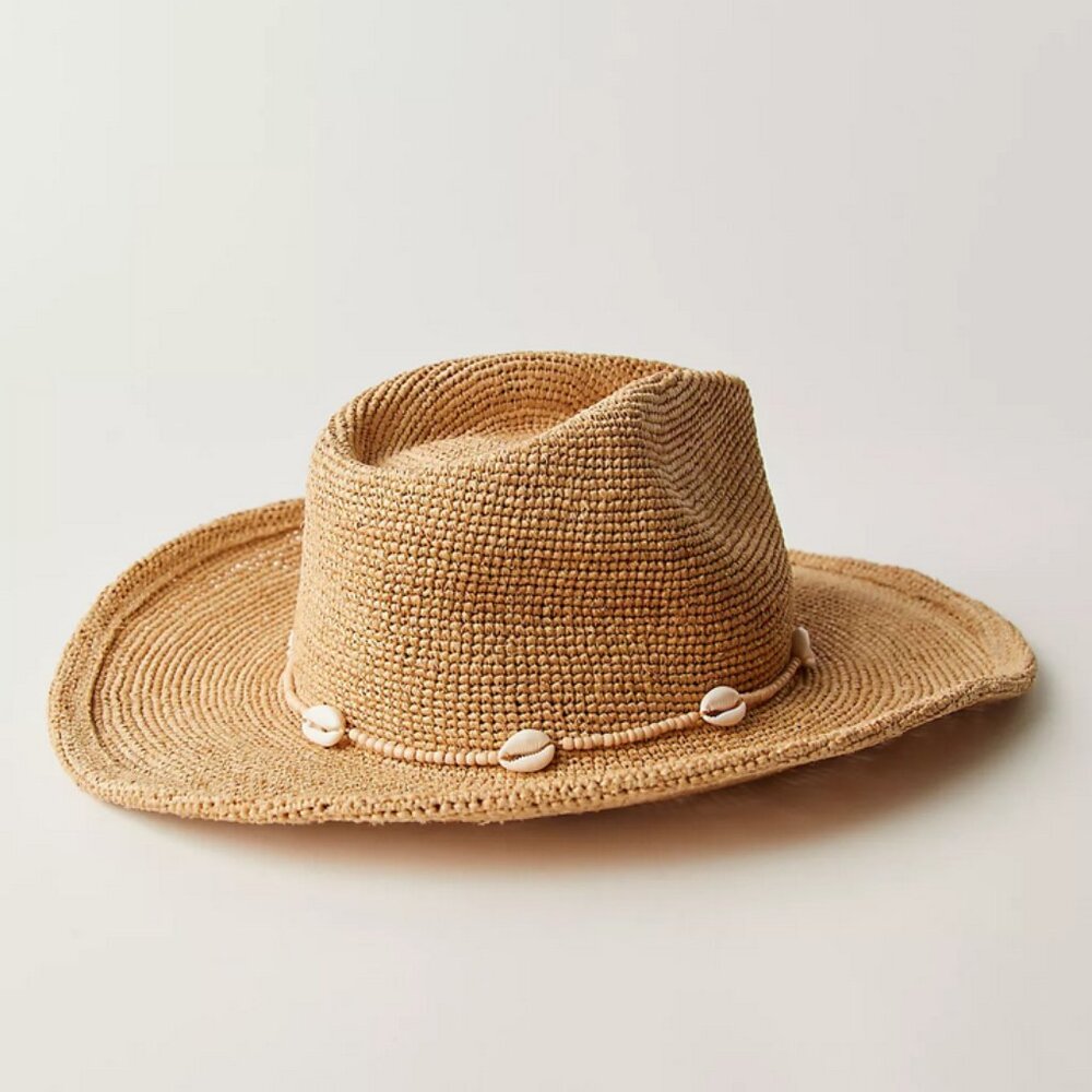 Wyeth Reed Shell Trim Band Raffia Rancher Hat - Picture 5 of 11